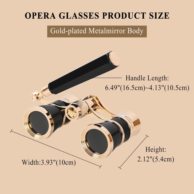 Aroncent Opera Glasses Binoculars 3X25 Compact with Adjustable Handle Theater Glasses, Mini Binocular for Adults Men Women in Opera Musical Concert(Black) - Image 3